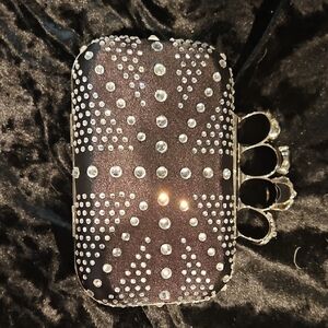 Studded Black Clutch with Rhinestones Similar To Alexander